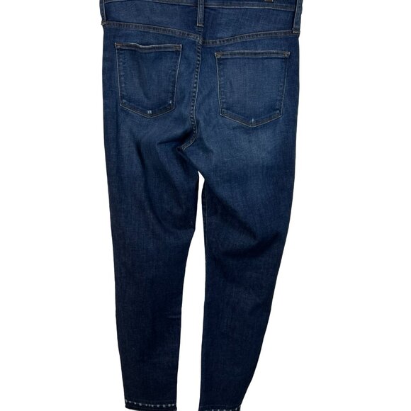 J. Crew Blue Distressed 9" High Rise Raw Hem Toothpick Size 31 - Picture 5 of 10